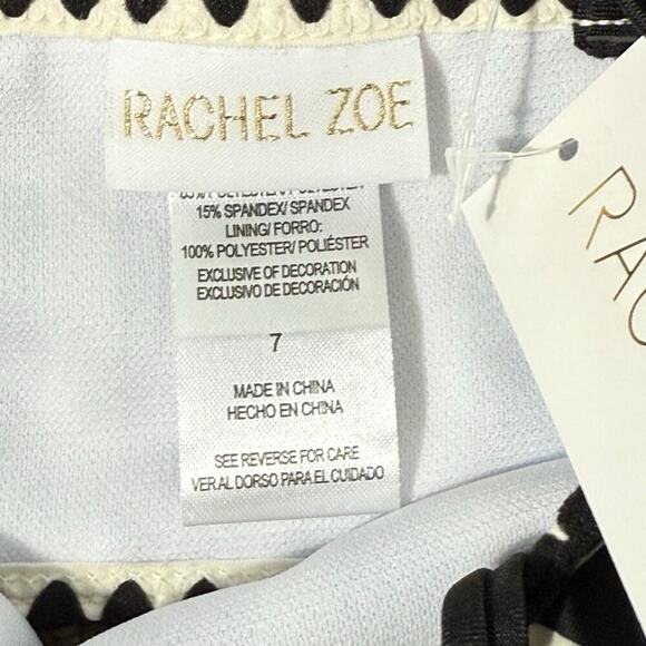 Rachel Zoe Girls Swimsuit Size 7 Black White Striped Bikini Floral Crochet Trim - Picture 7 of 7
